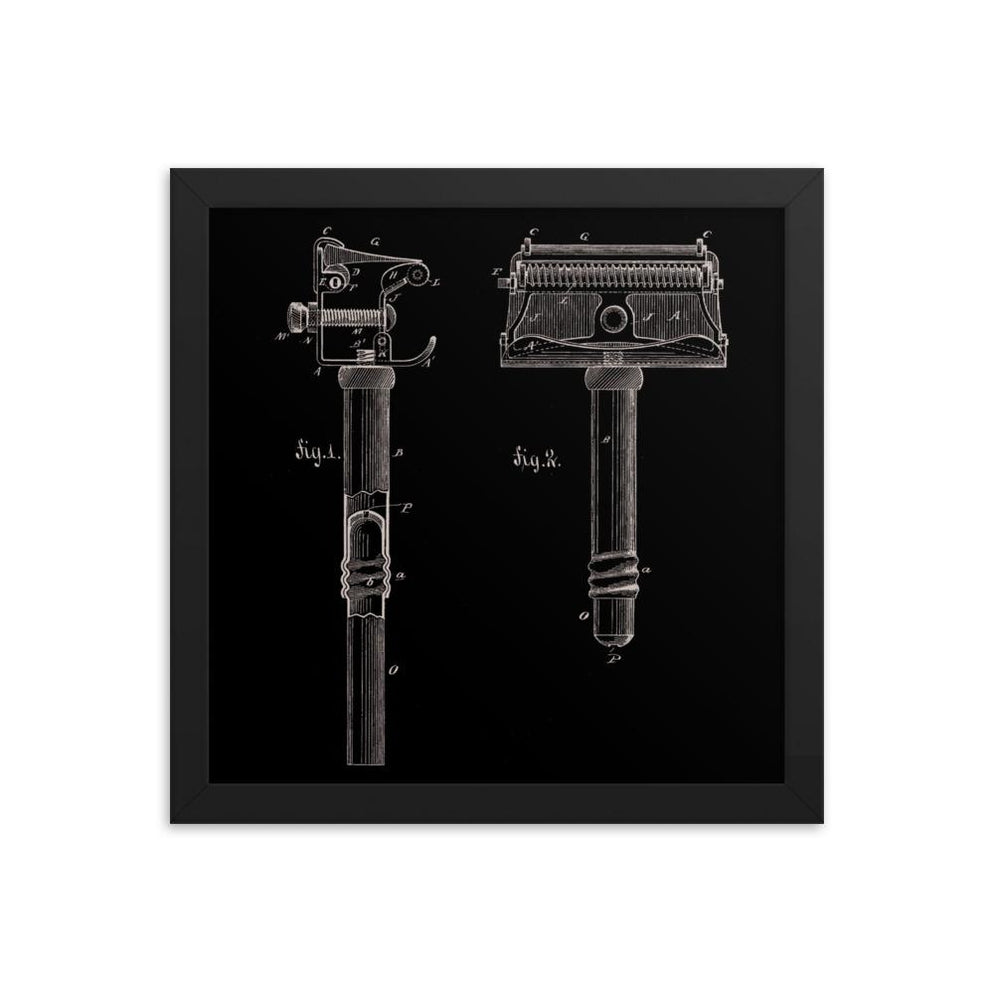 Kampfe Brothers Patent Drawing Elegant Black Framed Print — Phoenix Shaving