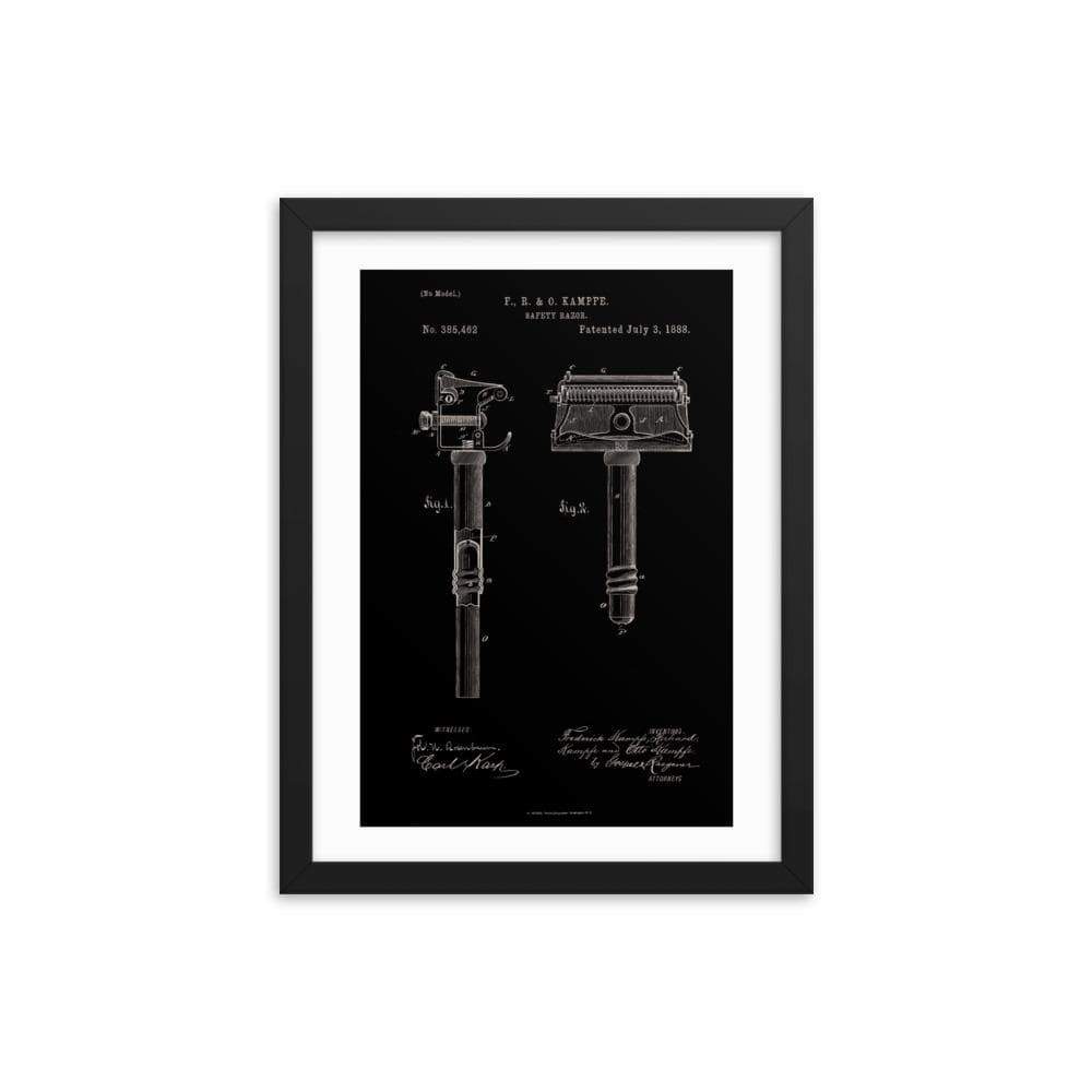 Kampfe Brothers Patent Drawing Elegant Black Framed Print — Phoenix Shaving