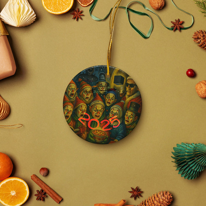 Keepsake Clown Fruit Cake 2025 Holiday Ceramic Ornament | Dbl Sided! - Phoenix Artisan Accoutrements