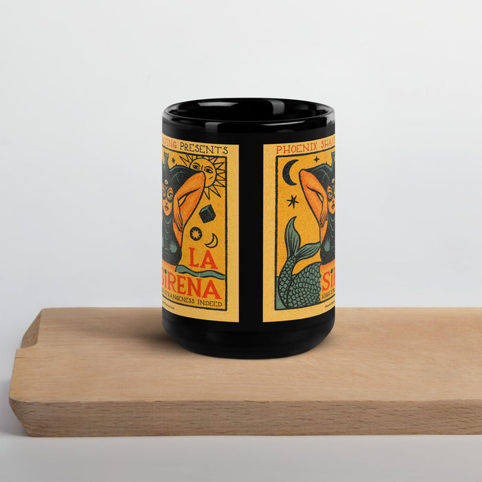 La Sirena Black Diner Style Coffee Mug - Phoenix Artisan Accoutrements
