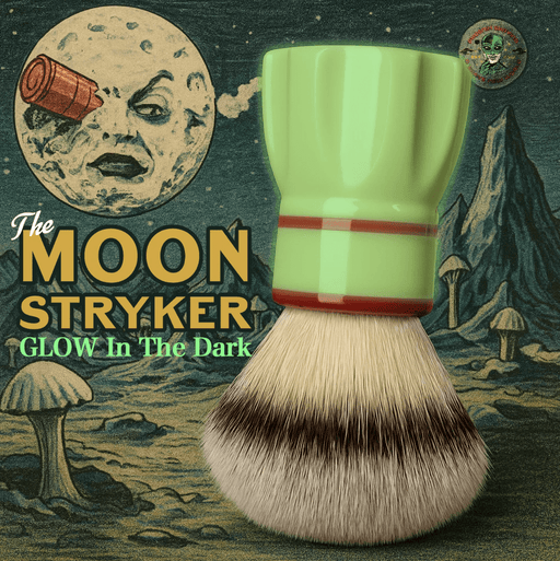Moon Stryker GLOW 24mm Snickle Synth Hybrid Brush | A Space - Age Revival with a Touch of Cinema Magic! - Phoenix Shaving