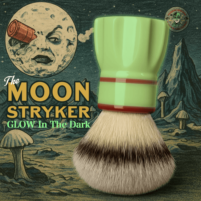 Moon Stryker GLOW 24mm Snickle Synth Hybrid Brush | A Space - Age Revival with a Touch of Cinema Magic! - Phoenix Shaving