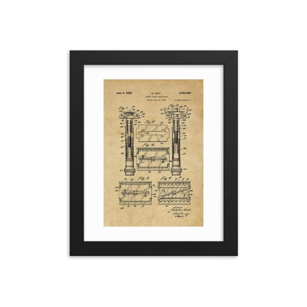 Vintage Gillette TTO Safety Razor Patent Drawing Framed Print — Phoenix ...